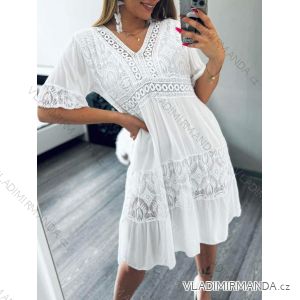 Šaty krajkové letné boho krátky rukáv dámske nadrozmer (XL/2XL ONE SIZE) TALIANSKA MÓDA IMD23LUCA