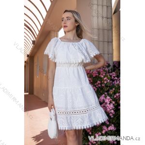 Šaty krajkové boho madeira krátky rukáv dámske (S/M/L ONE SIZE) TALIANSKA MÓDA IMM24M56528