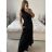 Šaty košeľové krátky rukáv dámske (S/M/L ONE SIZE) TALIANSKA MÓDA IMWCA24345/DU S / M čierna