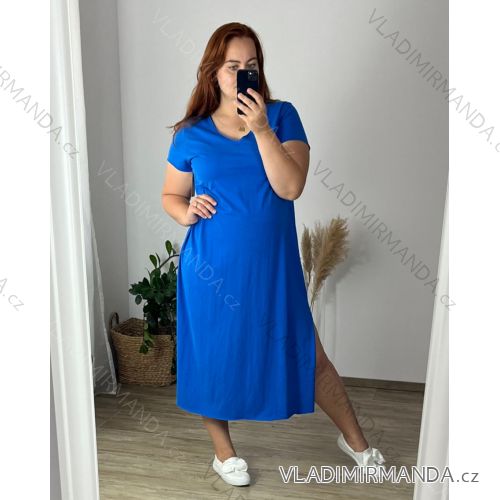 Šaty oversize krátky rukáv dámske nadrozmer (50/52 ONE SIZE) TALIANSKA MÓDA IM424JEKY/DR 50/52 modrá královská