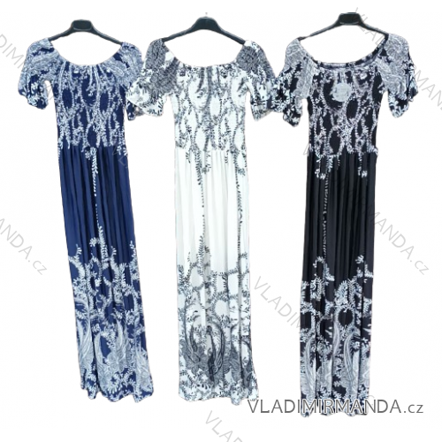 Šaty dlhé carmen elegantný icecool krátky rukáv dámske (M/L, XL/2XL) AINUOSI TALIANSKA MODA IMB247011/DUR -   čierna
 -   M / L