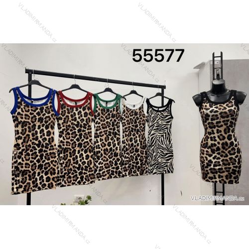 Šaty letné mini na ramienka dámske leopard (S/M ONE SIZE) TALIANSKA MÓDA IMM24M55577A