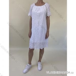 Šaty carmen krajkové bavlněné krátký rukáv dámské nadrozměr (48/50 ONE SIZE) ITALSKÁ MÓDA IMD22166