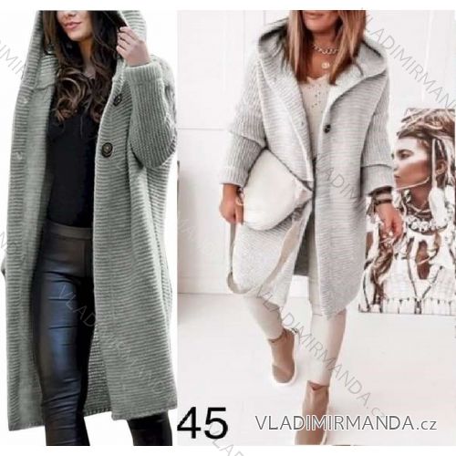 Cardigan pletený s kapucňou dlhý rukáv dámsky (S/M/L ONE SIZE) TALIANSKA MÓDA IMWD24671