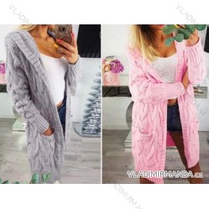 Cardigan pletený s kapucňou dlhý rukáv dámsky (S/M/L ONE SIZE) TALIANSKA MÓDA IMWD24673