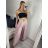 Kalhoty letní s páskem dámské (S/M/L ONE SIZE) ITALSKá MóDA IMSM24040/DU -   svetlo modrá -   M / L