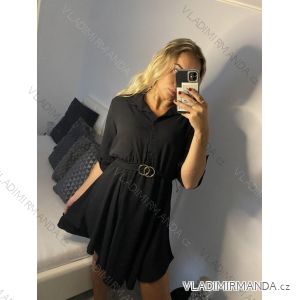 Šaty košeľové 3/4 dlhý rukáv dámske (S/M/L ONE SIZE) TALIANSKA MÓDA IMD24081