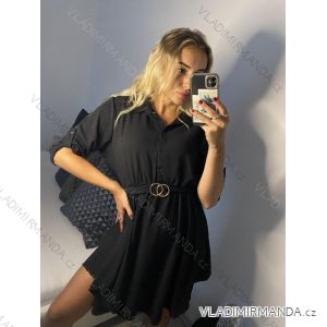 Šaty košeľové 3/4 dlhý rukáv dámske (S/M/L ONE SIZE) TALIANSKA MÓDA IMD24081/DU