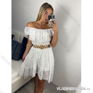 šaty boho krajkové madeira bavlnené carmen rukáv dámske (S/M ONE SIZE) TALIANSKA MÓDA IMHMS24300/DU