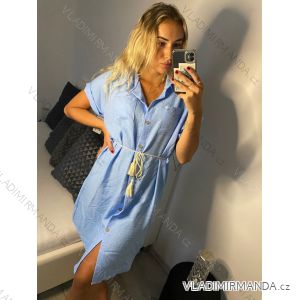 Šaty košeľové krátky rukáv dámske (S/M/L ONE SIZE) TALIANSKA MóDA IM321258/DR