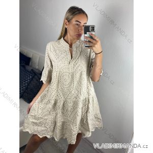 Šaty krajkové boho madeira krátky rukáv dámske (S/M/L ONE SIZE) TALIANSKA MÓDA IMWGS24056