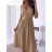 Šaty dlhé letné na ramienka dámske (S/M ONE SIZE) TALIANSKA MÓDA IMD24194/DUR hnědá S/M