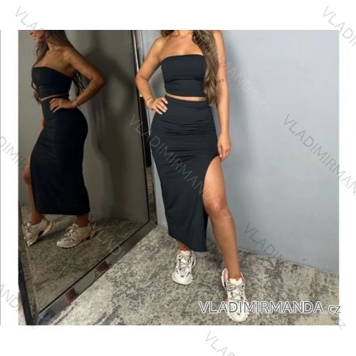 Súprava elegantný croptop bez rukávov a sukňa dlhá dámska (S/M ONE SIZE) TALIANSKA MÓDA IMPMD2429712L