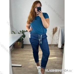 Nohavice  bavlněné dámske nadrozmer (XL/2X ONE SIZE) TALIANSKA MóDA IM424LAMIA/DR