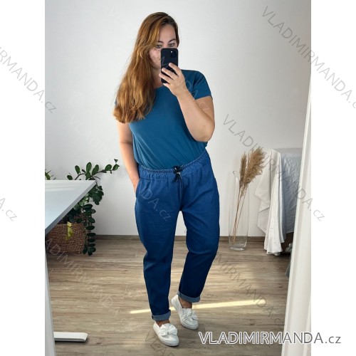 Nohavice  bavlněné dámske nadrozmer (XL/2X/3XL ONE SIZE) TALIANSKA MóDA IM42415009/DR -   tmavo modrá -   
2XL / 3XL