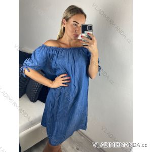 šaty oversize letné riflové krátky rukáv dámske (S/M/L ONE SIZE) TALIANSKA MODA IMSM24070