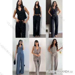 Súprava elegantné dlhé nohavice a vesta dámska (S/M ONE SIZE) TALIANSKA MÓDA IMM24M11669