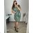 Šaty krátky rukáv dámske nadrozmer (XL/2XL ONE SIZE) TALIANSKA MÓDA IM423TULIP/DU petrolejová xl/2xl