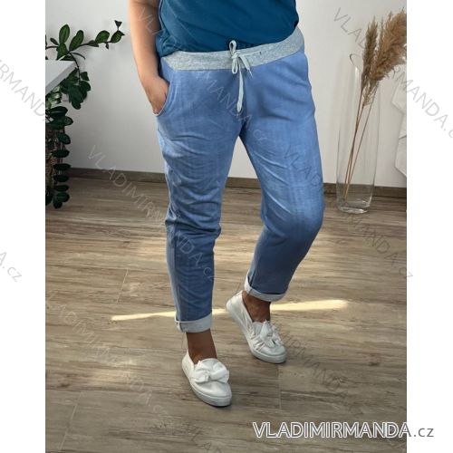 Tepláky dlhé dámske nadrozmer (XL/2XL ONE SIZE) TALIANSKA MÓDA IMN22082/DUR -   svetlo modrá -   XL/2XL