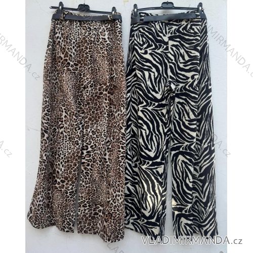 Nohavice dlhé elegantný oversize leopard s opaskom dámske (S/M/L ONE SIZE) TALIANSKA MÓDA IMD24281