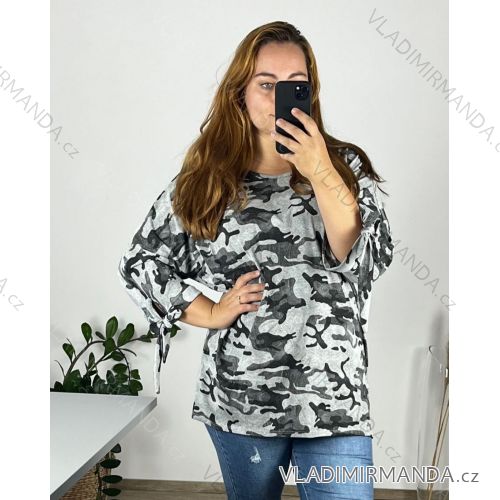 Tunika dlhý rukáv dámska nadrozmer (56/58 ONE SIZE) TALIANSKA MÓDA IMWQ24KASKADA/DU 56/58 šedá