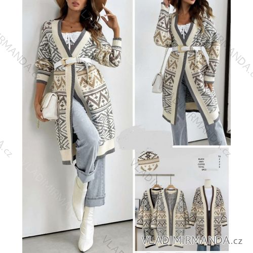 Cardigan pletený dlhý rukáv dámsky (S/M ONE SIZE) TALIANSKA MODA IMHMS24377