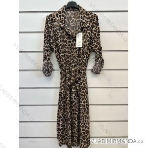 Šaty košeľové dlhý rukáv leopard dámske (S/M ONE SIZE) TALIANSKA MÓDA IMPSH248635