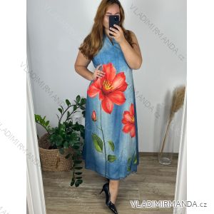 Šaty letné dlhé riflové na ramienka dámske (M/L/XL ONE SIZE) TALIANSKA MÓDA IMWGS24534/DUR