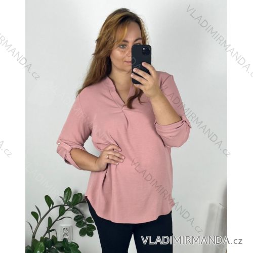 Tunika košilová dlouhý rukáv dámská nadrozměr (XL/2XL ONE SIZE) ITALSKÁ MÓDA IMD221065