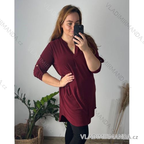 Tunika 3/4 rukáv dámská (XL/2XL ONE SIZE) TALIANSKA MóDA IM322STELA/DUR vínová XL/2XL