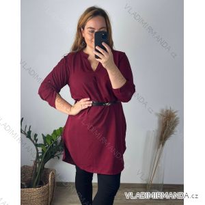 Tunika predĺžená 3/4 rukáv s páskem dámska nadrozmer (52/54 ONE SIZE) TALIANSKA MODA IM424BELT