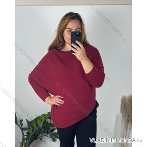 Sveter oversize šikmý dlhý rukáv dámske  nadrozměr (48/50/52 ONE SIZE) TALIANSKA MóDA IM424509XL