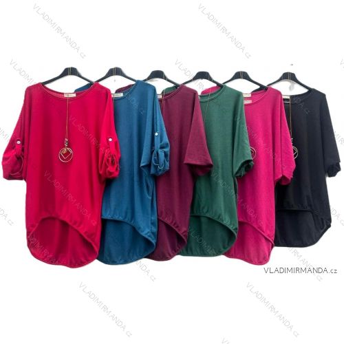 Tunika predĺžená s príveskom 3/4 dlhý rukáv dámska (S/M/L ONE SIZE) TALIANSKA MÓDA IMD24387
