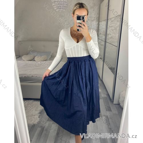 Sukňa dlhá dámska (S/M/L ONE SIZE) TALIANSKA MÓDA IM424COLETA/DR S/M/L modrá