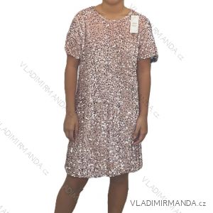 Šaty krátke elegantné flitrové krátky rukáv dámske (S/M/L ONE SIZE) TALIANSKA MÓDA IMM24M52017