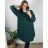 Šaty elegantní dlouhý  rukáv dámske nadrozmer (3XL/4XL ONE SIZE) TALIANSKA MóDA IM424BELLA/DU 3XL / 4XL smaragdová