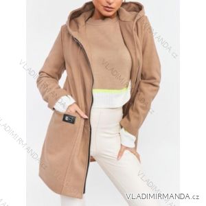 Kabát flaušový na zips s kapucňou dámsky (S / M/L ONE SIZE) TALIANSKÁ MÓDA IMD24422