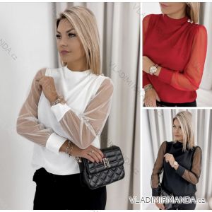 Blúzka elegantný dlhý rukáv dámska (S/M/L ONE SIZE) TALIANSKA MÓDA IMWGS241297