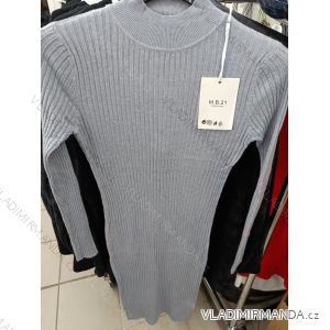 Šaty dlhé teplé dlhý rukáv dámske (S/M ONE SIZE) TALIANSKA MÓDA MB24504