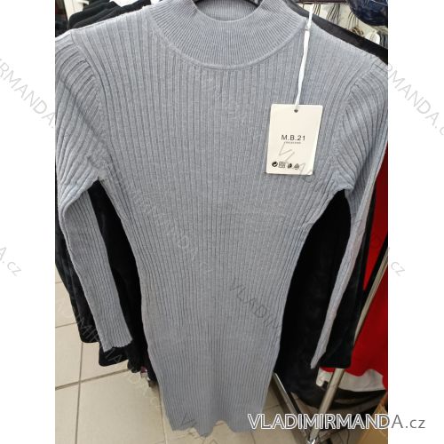 Šaty dlhé teplé dlhý rukáv dámske (S/M ONE SIZE) TALIANSKA MÓDA MB24504