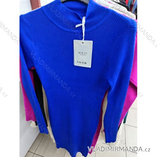 Šaty teplé dlhý rukáv dámske (S/M ONE SIZE) TALIANSKA MÓDA MB24505