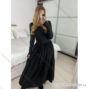 Šaty dlhé elegantný dlhý rukáv dámske (S/M ONE SIZE) TALIANSKA MÓDA IMM24M25599