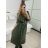 Šaty košeľové s opaskom dlhý rukáv dámske (S/M ONE SIZE) TALIANSKA MÓDA IMPBB22E9511/DUR khaki S/M