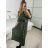 Šaty košeľové s opaskom dlhý rukáv dámske (S/M ONE SIZE) TALIANSKA MÓDA IMPBB22E9511/DUR khaki S/M