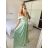 Šaty carmen dlhé na ramienka elegantné saténové dámske (S/M ONE SIZE) TALIANSKA MÓDA IMPBB22B22735/DR - ružová marhuľová - S/M
