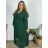 Šaty elegantné šifónové skladané dlhý rukáv dámske nadrozmer (48/50/52 ONE SIZE) TALIANSKA MÓDA IMWHA241445 čierna