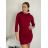 Šaty úpletové s kapucňou dlhý rukáv dámske (S/M/L ONE SIZE) TALIANSKA MÓDA IMD24403/DU - vínová - S/M/L