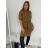 Šaty úpletové s opaskom krátky rukáv dámske  (S/M/L ONE SIZE) TALIANSKA MÓDA IMC24556/DR petrolejová S/M