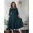 Šaty dlhé elegantné s opaskom 3/4 dlhý rukáv dámske (S/M/L ONE SIZE) TALIANSKA MÓDA IM425008