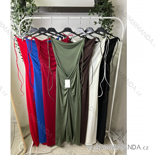 Šaty dlouhé společenské na ramínka dámské (S/M/L ONE SIZE) ITALSKÁ MÓDA IMPLP2365360011A červená S/M/L